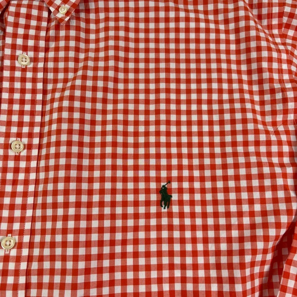 Polo Ralph Lauren Shirt Men 2XLT Tall Orange Button Up Long Sleeve Formal Casual